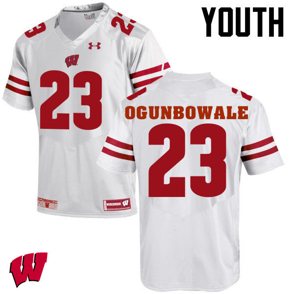 Wisconsin Badgers Youth #23 Dare Ogunbowale NCAA Under Armour Authentic White College Stitched Football Jersey OI40Q56CH